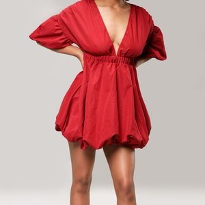 Red flare dress